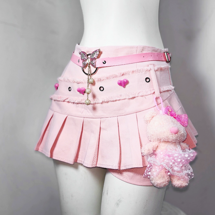 O ring PU leather butterfly applique buckle top  | Festival Outfits Women