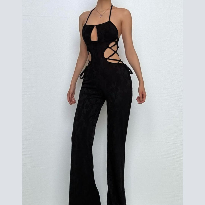 Halter hollow out self tie jumpsuit  | Festival Outfits Women