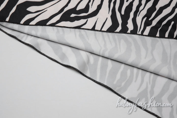 Zebra print halter self tie u neck irregular mini dress - Halibuy - 7