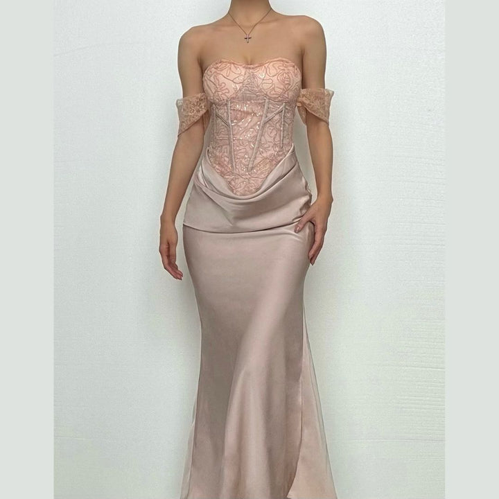 Sweetheart neck off shoulder corset lace maxi dress  | Festival Outfits Women