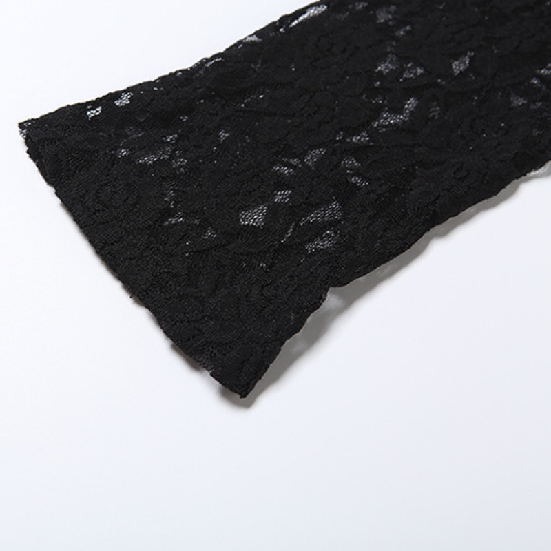 Lace long sleeve v neck solid mini dress  | Festival Outfits Women