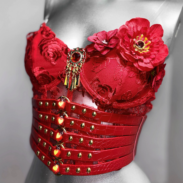 Corset flower applique backless tube top  | Festival Outfits Women