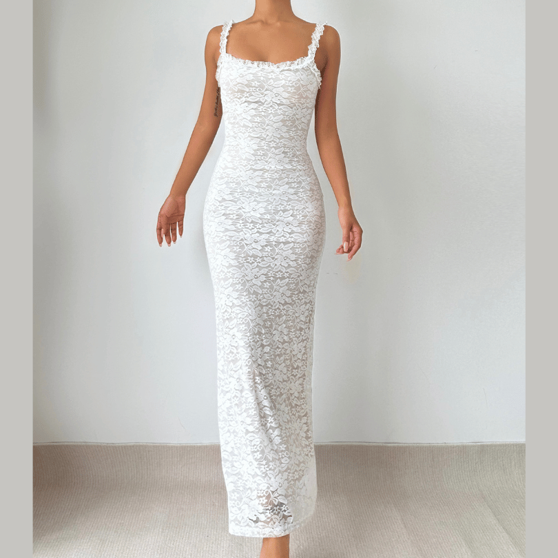 Lace hem square neck cami maxi dress  | Festival Outfits Women