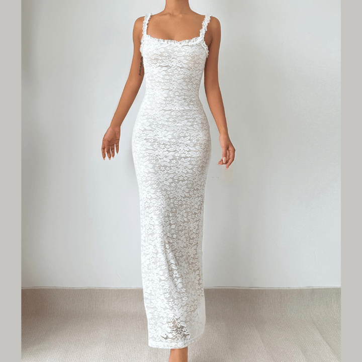 Lace hem square neck cami maxi dress  | Festival Outfits Women