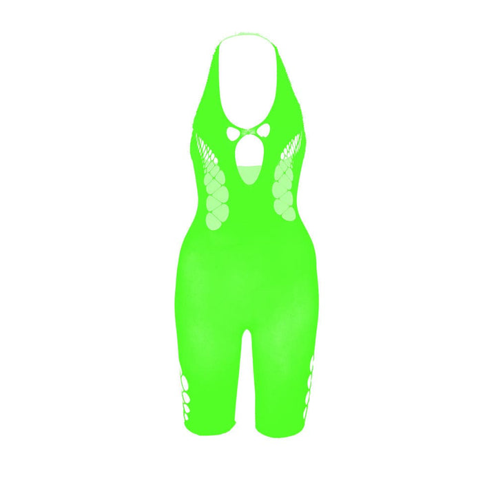 Halter hollow out backless u neck bodystocking  | Festival Outfits Women