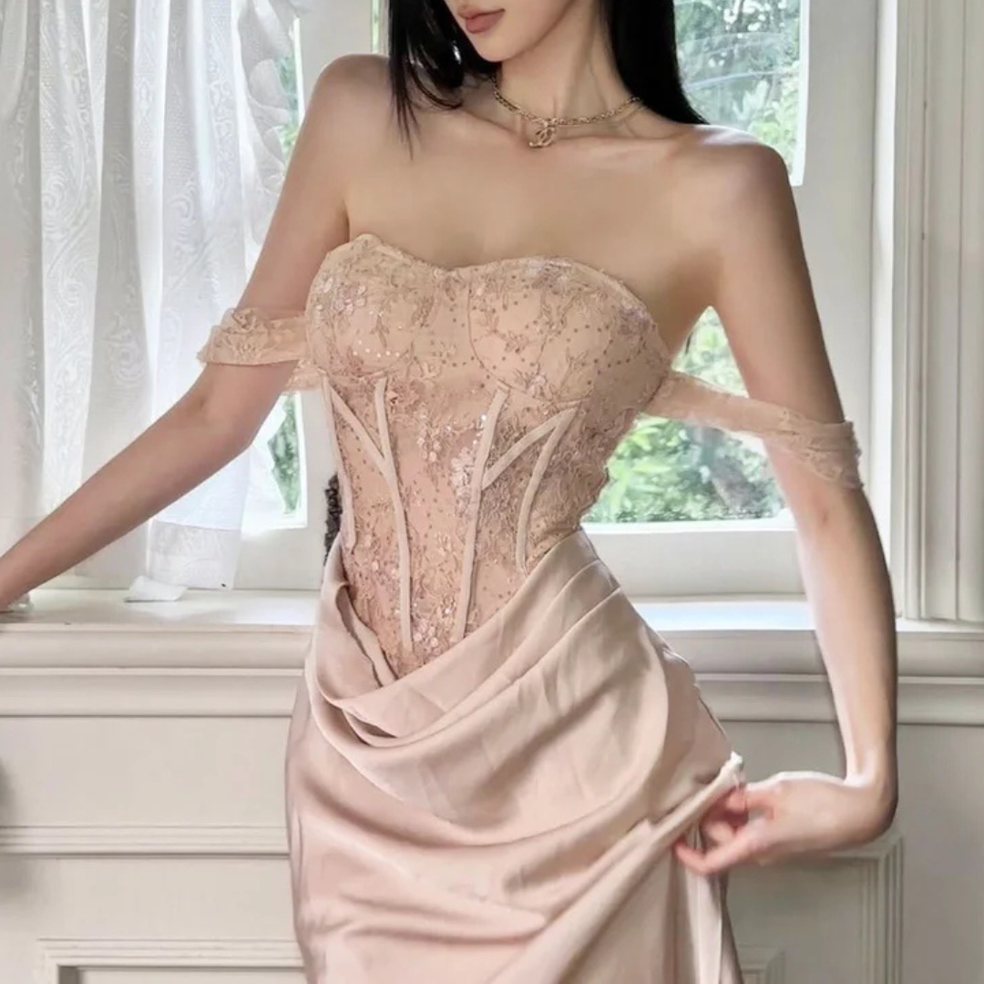 Sweetheart neck off shoulder corset lace maxi dress  | Festival Outfits Women