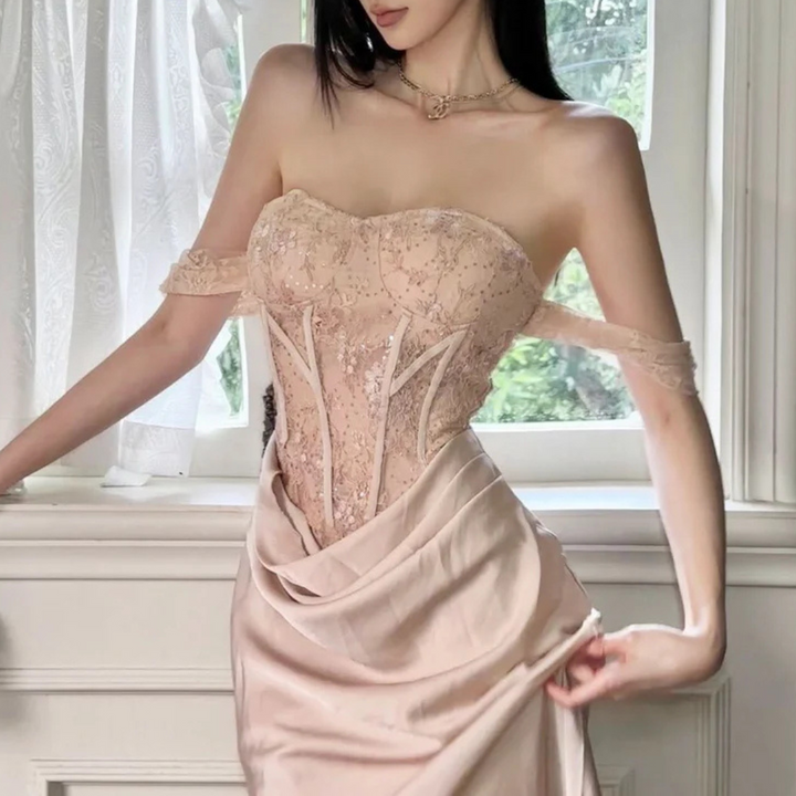 Sweetheart neck off shoulder corset lace maxi dress  | Festival Outfits Women