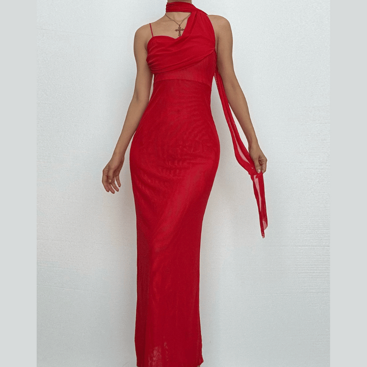 Halter mesh slit backless maxi dress  | Festival Outfits Women
