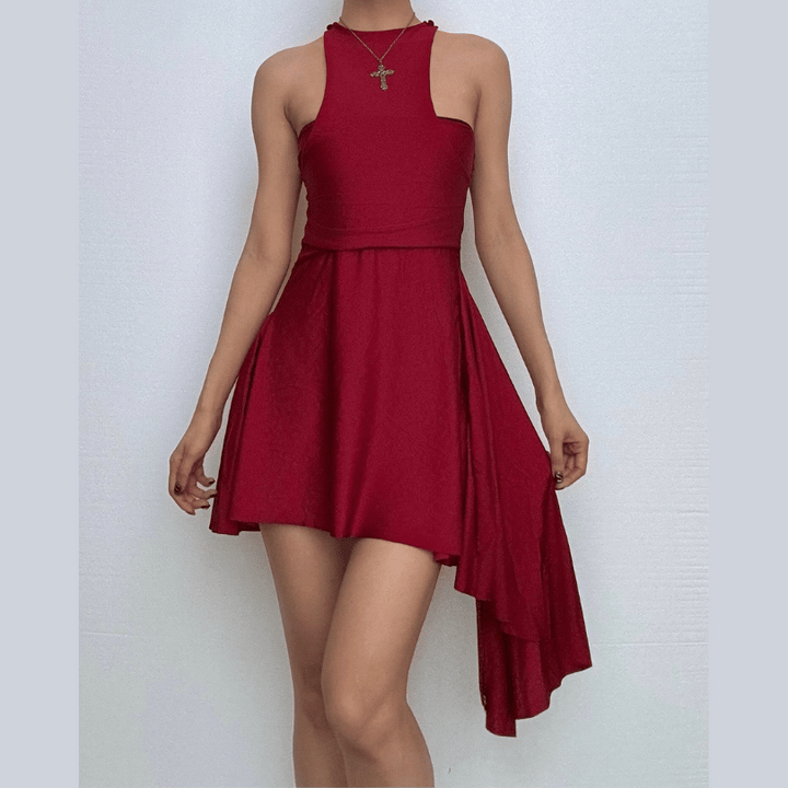 Halter ruched solid mini dress  | Festival Outfits Women