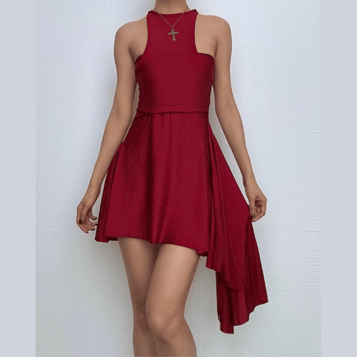 Halter ruched solid mini dress-final-sale  | Festival Outfits Women