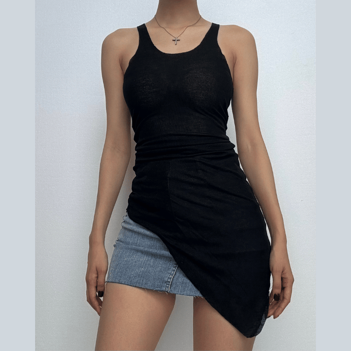 Rigar tanki mai kauri mara hannu mara tsari ta U | Kayan Biki na Mata