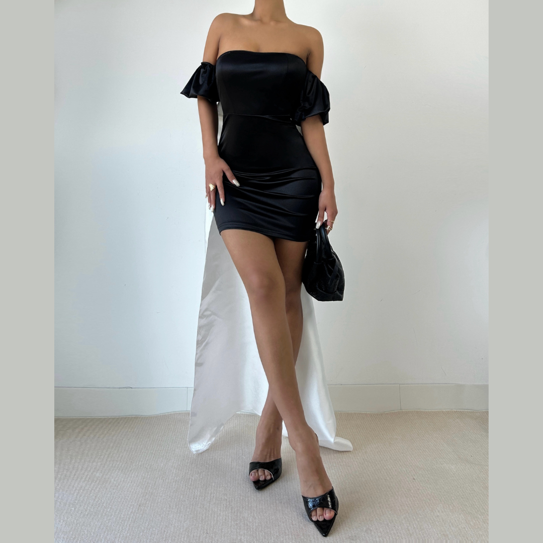 Bowknot ruched off shoulder tube mini dress  | Festival Outfits Women