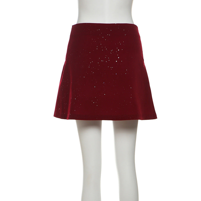 A line glitter solid mini skirt  | Festival Outfits Women