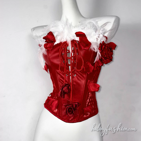 Feather flower applique self tie hollow out top