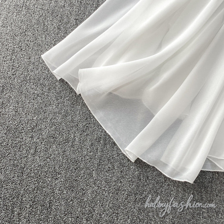 Glitter button crewneck beaded maxi dress