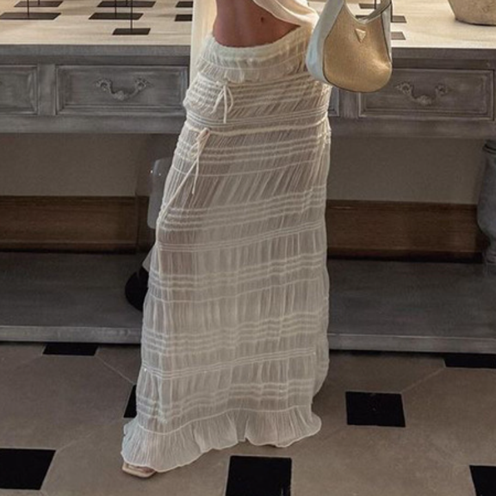 One shoulder mesh maxi skirt set  | Festival Outfits Women