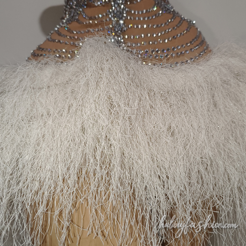 Beaded sweetheart neck raw hem tassels mini dress - Halibuy - 5