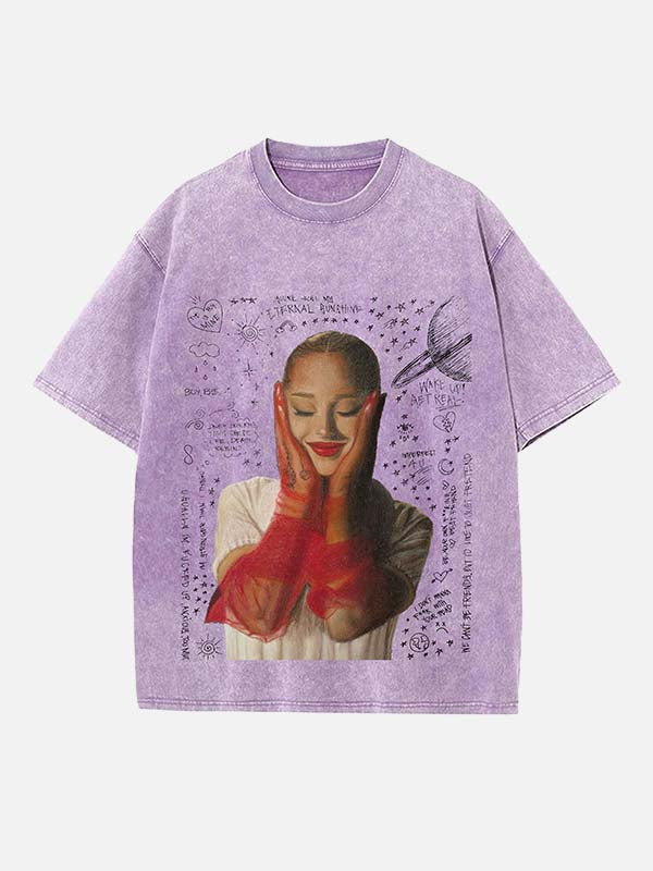 R&B Pop Diva Print Round Neck T-shirt - Design 02