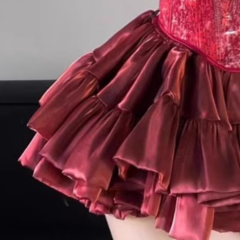 Ruffle bowknot ruched print tube mini skirt set  | Festival Outfits Women