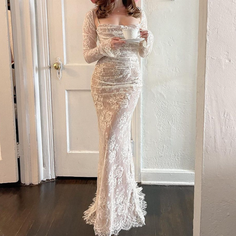 long sleeve festival dresses FESTIVAL LONG SLEEVE CROCHET DRESS