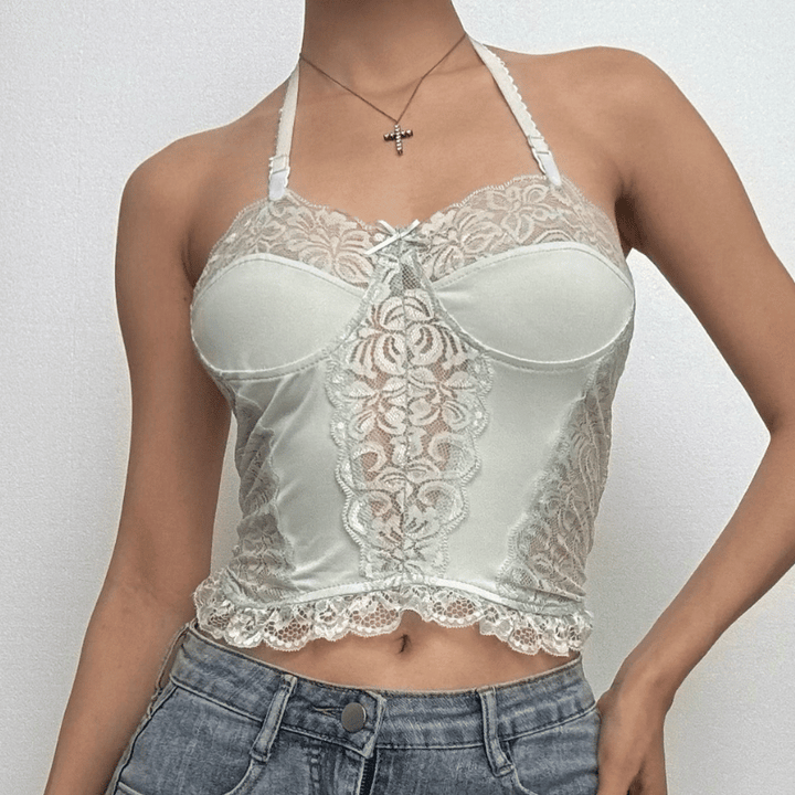 Tufafin da aka yi da Halter lace bustier mai daɗi | Kayan Biki na Mata