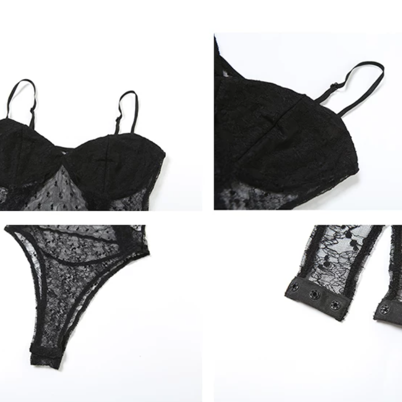 V neck lace backless cami bodysuit  | Festival Outfits Women