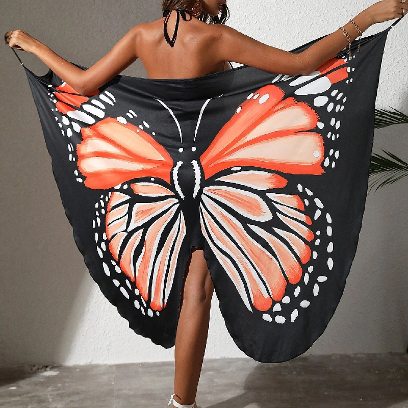 Butterfly pattern mesh 2-way cami midi dress  | Festival Outfits Women