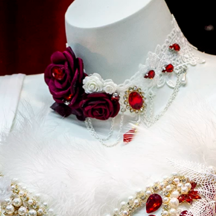 Beaded flower applique fluffy metal chain cami top