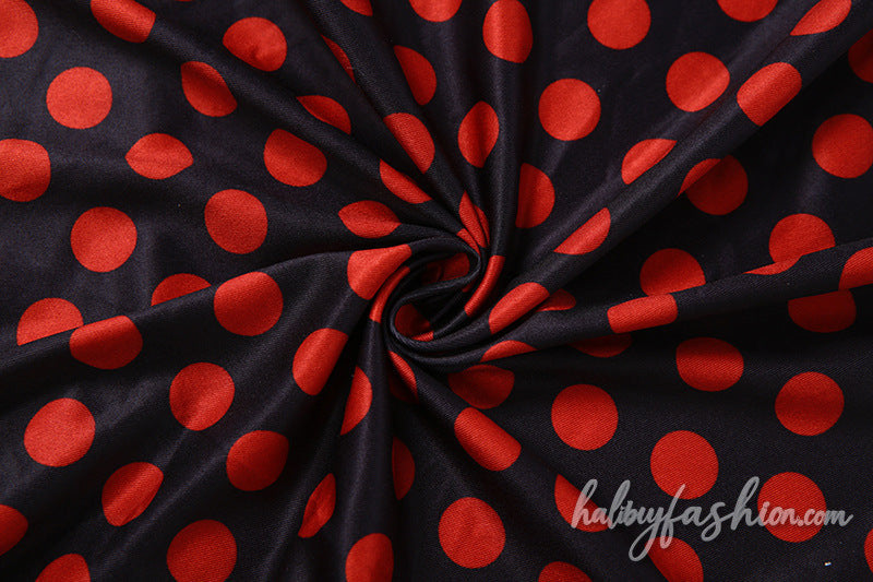 Polka dot short sleeve halter self tie pant set