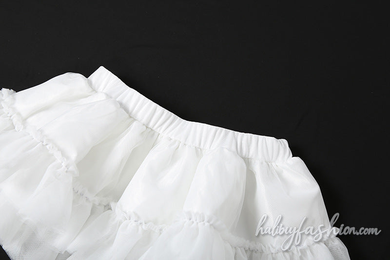 Ruched ruffle solid A line mesh mini skirt