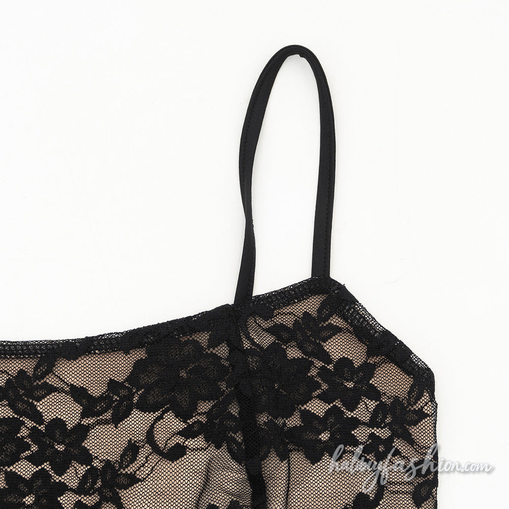 Lace u neck backless cami maxi dress - Halibuy - 5