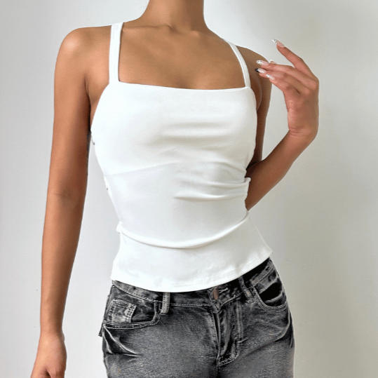 Square neck lace up cami top  | Festival Outfits Women-final-sale