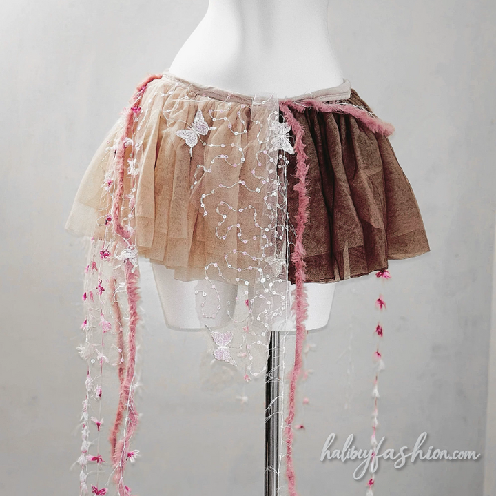 Fluffy irregular corset backless cami top