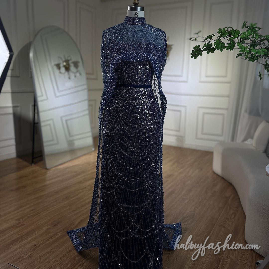 Beaded high neck solid shrug maxi dress - Halibuy - 9