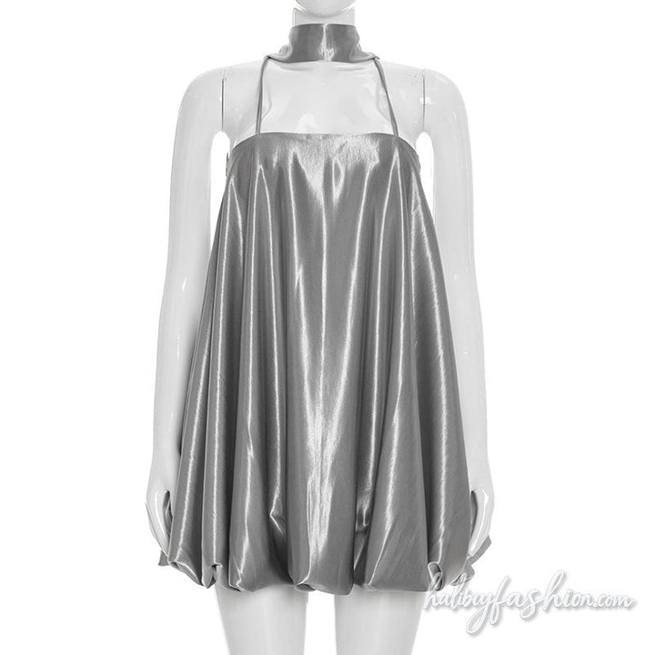 Metallic cross back square neck cami mini dress - Halibuy - 2