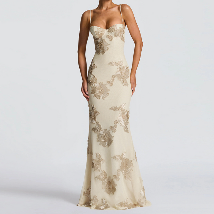 Cross back mesh spaghetti strap maxi dress  | Festival Outfits Women