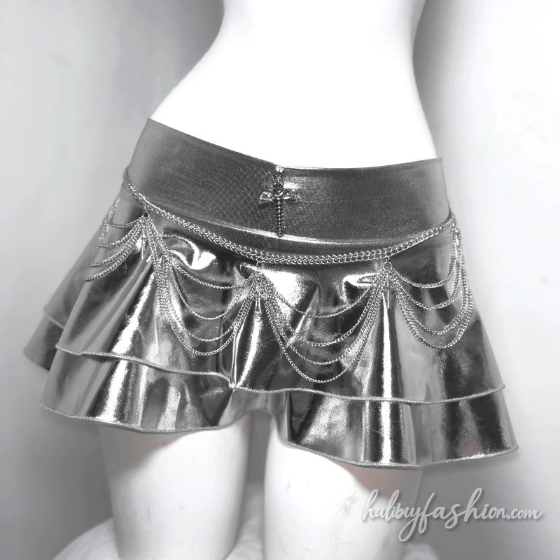 Metal chain halter hollow out cross applique top