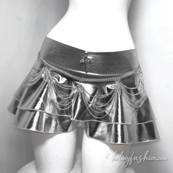 Metal chain halter hollow out cross applique top