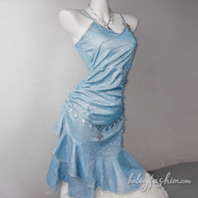 Irregular ruffle v neck ruched cami mini dress