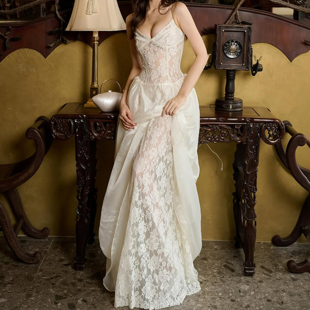 V neck lace cami maxi dress  | Festival Outfits Women