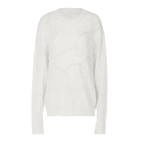 Crewneck long sleeve knitted abstract pattern top  | Festival Outfits Women