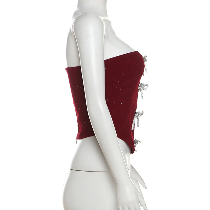 Bowknot glitter backless tube top  | Festival Outfits Women