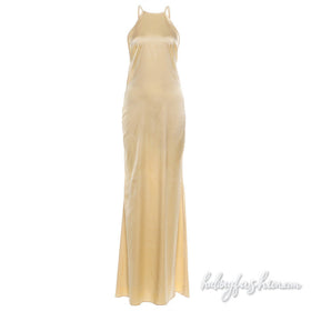 Crewneck backless beaded solid maxi dress