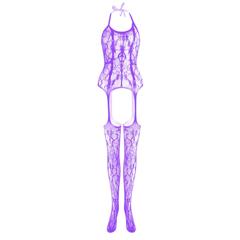 Halter knotted suspender lace bodystocking  | Festival Outfits Women