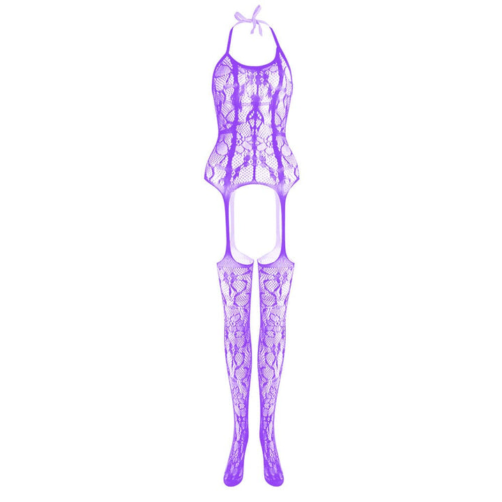 Halter knotted suspender lace bodystocking  | Festival Outfits Women