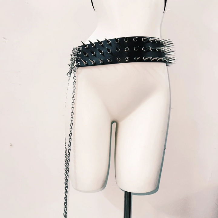 Rivet skull applique halter PU leather mini skirt set Cargo Mini Skirt  | Festival Outfits Women