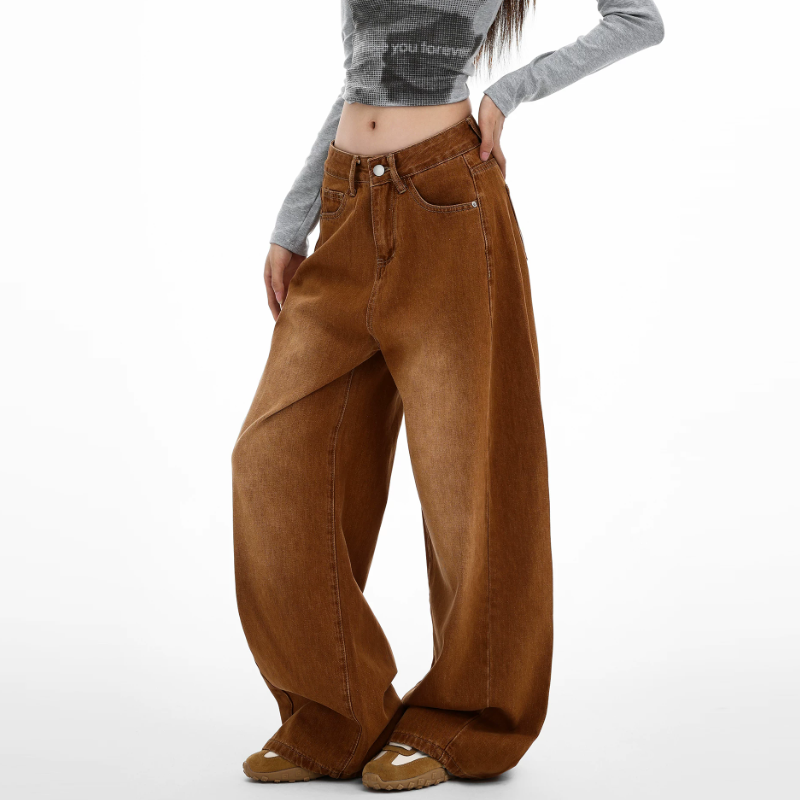 Zip-up button low rise straight leg | Baggy Low Rise Jeans