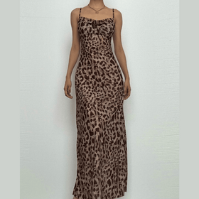 Leopard print cowl neck cami maxi dress  | Festival Outfits Women