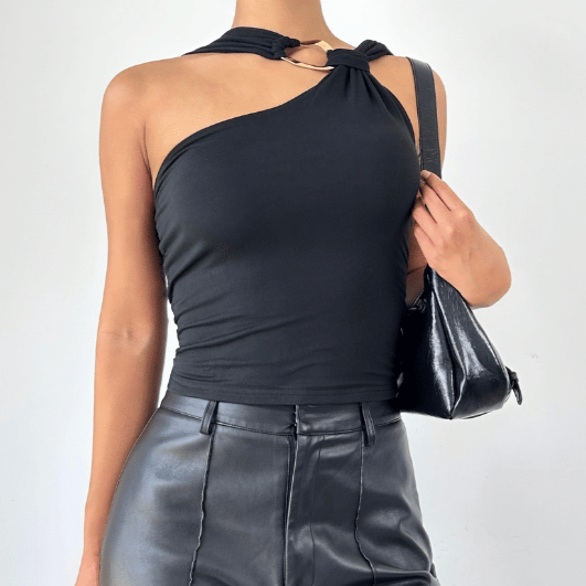 Irregular ruched solid hollow out cut out top  | Festival Outfits Women-final-sale