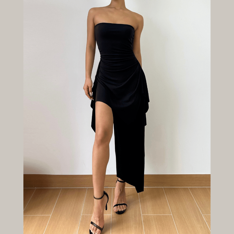 Irregular backless solid tube midi dress  | Festival Outfits Women